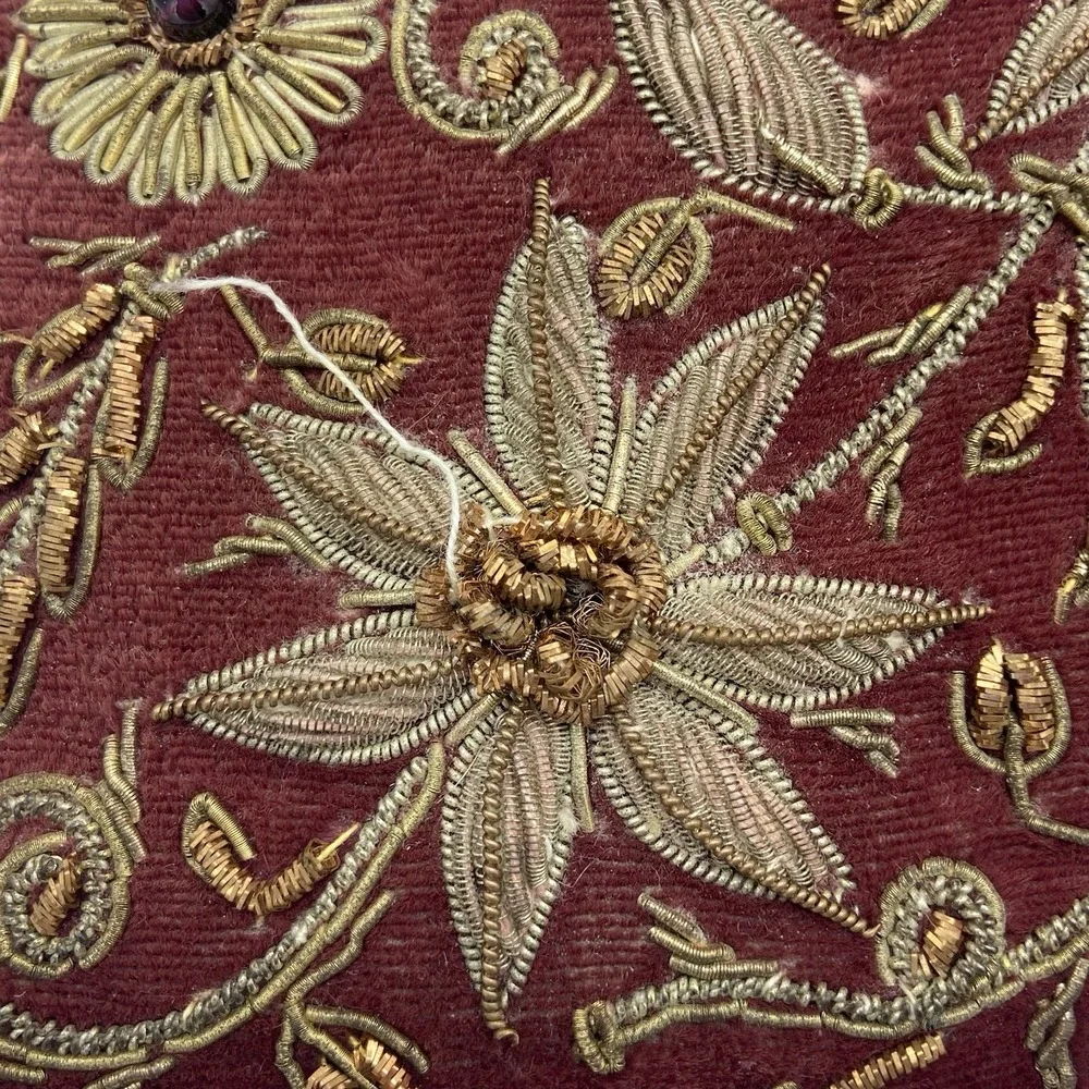Vintage Handmade In India Red Jeweled Jewelry Box 9